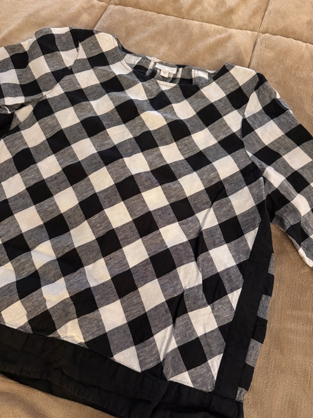 J. Jill Black and White Gingham Blouse